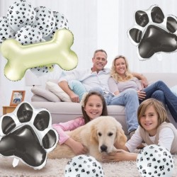 46 Pieces Dog Themed Balloons Include 40 Pieces Dog Paw Print Latex Balloons 3 Pieces Bone Shaped Foil Balloons and 3 Pieces ...