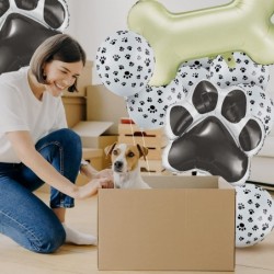 46 Pieces Dog Themed Balloons Include 40 Pieces Dog Paw Print Latex Balloons 3 Pieces Bone Shaped Foil Balloons and 3 Pieces ...