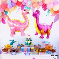 Large Pink Dinosaur Balloon Foil - 35 Inch | Pink Dinosaur Party Supplies | Self Standing 3D Pink Girl Dinosaur Balloons for ...