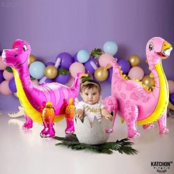 Large Pink Dinosaur Balloon Foil - 35 Inch | Pink Dinosaur Party Supplies | Self Standing 3D Pink Girl Dinosaur Balloons for ...