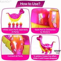 Large Pink Dinosaur Balloon Foil - 35 Inch | Pink Dinosaur Party Supplies | Self Standing 3D Pink Girl Dinosaur Balloons for ...