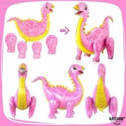 Large Pink Dinosaur Balloon Foil - 35 Inch | Pink Dinosaur Party Supplies | Self Standing 3D Pink Girl Dinosaur Balloons for ...