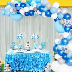 135 Pieces Blue Balloon Garland Arch Kit - White Blue Silver and Blue Confetti Latex Balloons for Baby Shower Wedding Birthda...