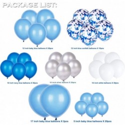 135 Pieces Blue Balloon Garland Arch Kit - White Blue Silver and Blue Confetti Latex Balloons for Baby Shower Wedding Birthda...