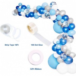 135 Pieces Blue Balloon Garland Arch Kit - White Blue Silver and Blue Confetti Latex Balloons for Baby Shower Wedding Birthda...