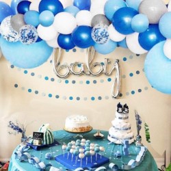 135 Pieces Blue Balloon Garland Arch Kit - White Blue Silver and Blue Confetti Latex Balloons for Baby Shower Wedding Birthda...