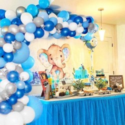 135 Pieces Blue Balloon Garland Arch Kit - White Blue Silver and Blue Confetti Latex Balloons for Baby Shower Wedding Birthda...