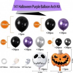 Skull Halloween Party Decoration Balloon Garland Kit - Purple Black Balloon Arch with Pumpkin Skull Balloons for Halloween Bi...