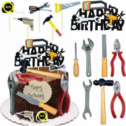 18PCS Tools Cake Topper Tools Cake Decorations Toolbox Wrench Hammer Mechanic Drill Plier Handsaw Tape Measure Screwdrivers T...