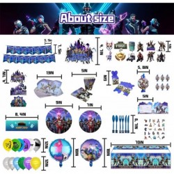 Fornite Party Supplies 266 Pcs Game Party Decorations Include Banners Cake Topper Door Hangings Napkins Stickers Knives Forks...