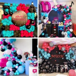 Tik Tok Birthday Party Decorations 140 pcs Tik Tok Party Supplies and Balloon Arch Kit 4 Music Note Balloons Happy Birthday B...