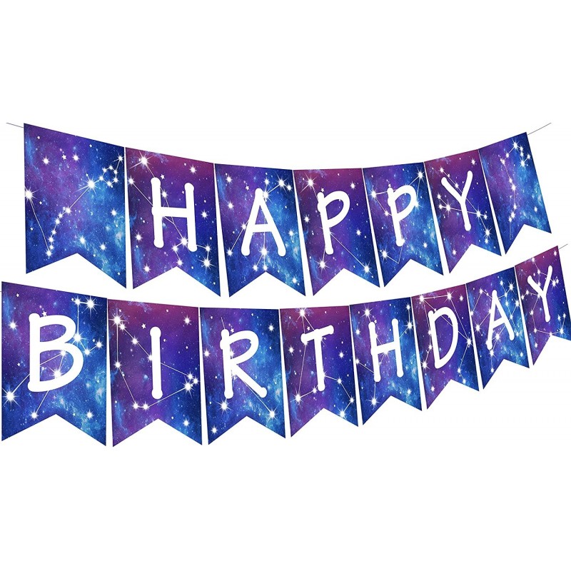 Galaxy Happy Birthday Banner Galaxy Space Astrology Party Decorations for Boys Girls Planet Starry Sky Themed Party Banner Su...