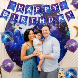 Galaxy Happy Birthday Banner Galaxy Space Astrology Party Decorations for Boys Girls Planet Starry Sky Themed Party Banner Su...