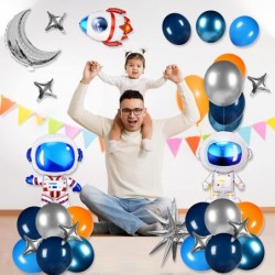 Space Balloons Outer Space Party Decorations Astronaut Rocket Spaceship Balloons Blue Orange Silver Balloons For UFO Space Bi...