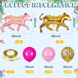 45 Pcs Safari Party Balloons Include 40 Pcs Cheetah Print Pink Latex Balloons and Ribbon 4 Pcs Leopard Balloons Jungle Animal...