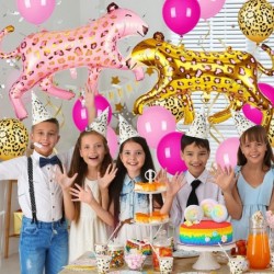 45 Pcs Safari Party Balloons Include 40 Pcs Cheetah Print Pink Latex Balloons and Ribbon 4 Pcs Leopard Balloons Jungle Animal...