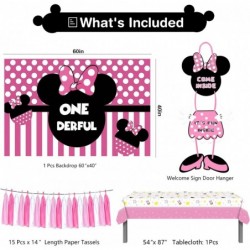 Minnie 1st Birthday Party Supplies - Minnie Theme Mouse Birthday Decorations Include Banner Balloons Arch Backdrop Tablecloth...