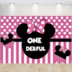 Minnie 1st Birthday Party Supplies - Minnie Theme Mouse Birthday Decorations Include Banner Balloons Arch Backdrop Tablecloth...