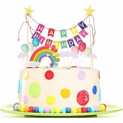 Rainbow Cake Topper 15-Piece Cake Decoration Set Lnclude Colorful Rainbow Clouds Balloon Stars For Boy Girl Kid Birthday Baby...