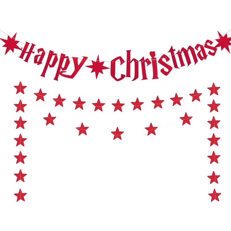 Happy Christmas Banner Red Glitter Merry Christmas Banner Magical Harry Christmas Banner HP Themed Pottery Banner Holiday Ban...