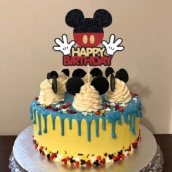 Mickey Happy Birthday Cake Topper Glitter Mickey Inspired Cake Decor Boys Birthday Party Supplies $18.17 Kids' Party Decorations