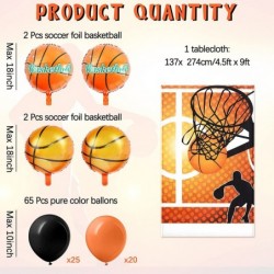 76 Pcs Basketball Party Decorations Include Fabric Basketball Backdrop 18 Inch Basketball Balloon Plastic Basketball Tableclo...