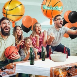 76 Pcs Basketball Party Decorations Include Fabric Basketball Backdrop 18 Inch Basketball Balloon Plastic Basketball Tableclo...