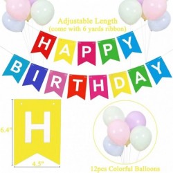 Happy Birthday Banner Colorful Birthday Bunting with 12pcs Multicolor Balloons Birthday Party Decoration Supplies $14.62 Kids...