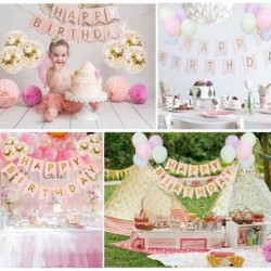 Happy Birthday Banner Colorful Birthday Bunting with 12pcs Multicolor Balloons Birthday Party Decoration Supplies $14.62 Kids...