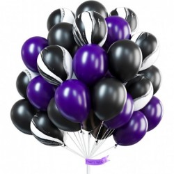 Black and Purple Balloons 40 pcs 12 Inch Pearl Purple Balloons Marble Balloons Purple and Black Balloons Royal Purple Balloon...