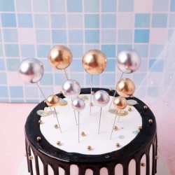 Cake Toppers Happy Birthday Cake Topper Decorations Supplies Gold And Silver Balls Birthday Party Diy Cake Insert Topper Baki...