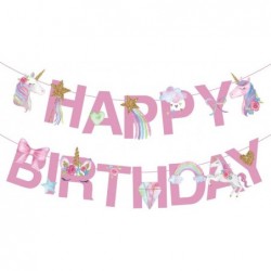 Unicorn Happy Birthday Banner/Unicorn Party Supplies Decorations?for Kids Birthday Party Decoration Pink $16.62 Kids' Party D...