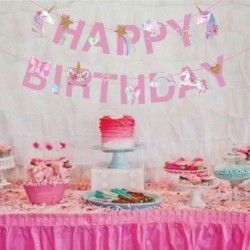 Unicorn Happy Birthday Banner/Unicorn Party Supplies Decorations?for Kids Birthday Party Decoration Pink $16.62 Kids' Party D...