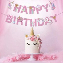 Unicorn Happy Birthday Banner/Unicorn Party Supplies Decorations?for Kids Birthday Party Decoration Pink $16.62 Kids' Party D...