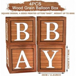 Baby Boxes With Letters For Baby Shower - Baby Blocks For Birthday Party Decorations 4 Sides Wood Grain Brown Blocks Printed ...