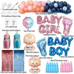 Gender Reveal Decorations Boy or Girl Reveal Party Backdrop&Balloons Arch Garland Navy Blue Rose Gold Fringe Curtains for Bab...