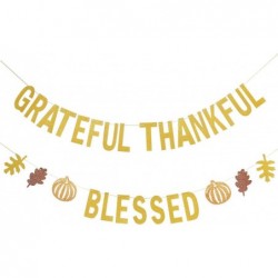 Grateful Thankful Blessed Banner Gold Glitter- Friendsgiving Party Decorations Grateful Theme Decorations Happy Thanksgiving ...