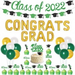 Graduation Decorations 2022 Green and Gold Class of 2022 Congrats Grad Graduation Party Supplies - Cake Topper Balloons for H...