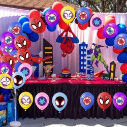 48 Packs Spidey Balloons 12 Inches Birthday Latex Balloons Spidey and His Amazing Fridens Birthday Decorations Spider Party S...