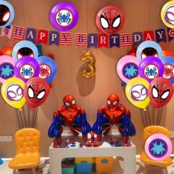 48 Packs Spidey Balloons 12 Inches Birthday Latex Balloons Spidey and His Amazing Fridens Birthday Decorations Spider Party S...