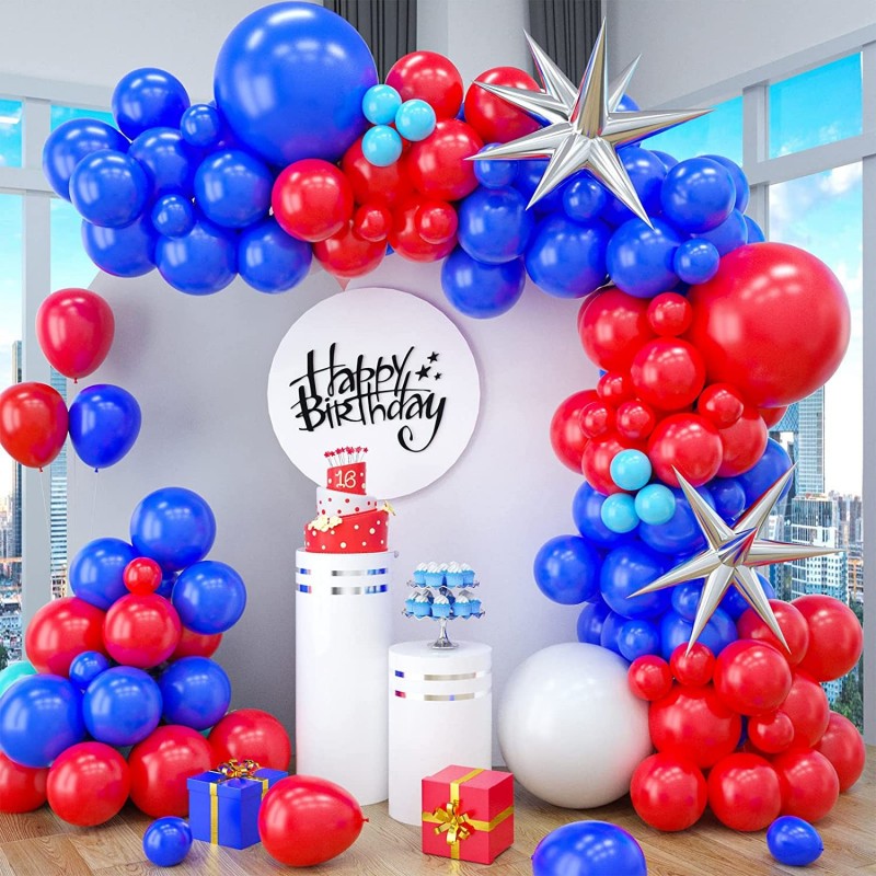 Red Blue Balloon Garland Kit 89PCS Red Blue Balloon Garland with Red and Dark Blue Balloons Red Blue Balloon Arch for Indepen...