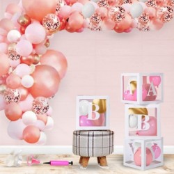 baby shower decorations for girl Kit Transparent Balloons Box Decor with BABY letters for birthday parties Garland arch kit w...