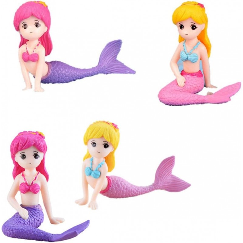 4 Pcs Miniature Mermaid Figurines Mermaid Doll Cake Toppers Mermaid Figure Collection Playset Birthday Cake Decoration $16.72...