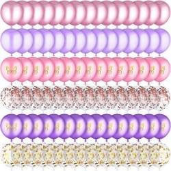 90 Pieces 12 Inch Butterfly Purple Pink Balloon Arch Kit Theme Baby Shower Princess Birthday Party Decorations Pink Purple La...