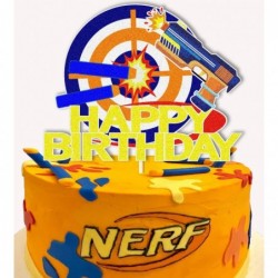 Gun Cake Toppers Nerf Birthday Cake Decoration with Gun Dart for Nerf Gun Themed Party $17.01 Kids' Party Decorations