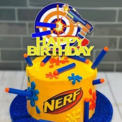 Gun Cake Toppers Nerf Birthday Cake Decoration with Gun Dart for Nerf Gun Themed Party $17.01 Kids' Party Decorations