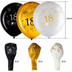 45 Piece 12 Inch 18th Birthday Party Latex Balloons Birthday Anniversary Party Decoration White Gold Black Theme Party Balloo...