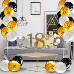 45 Piece 12 Inch 18th Birthday Party Latex Balloons Birthday Anniversary Party Decoration White Gold Black Theme Party Balloo...