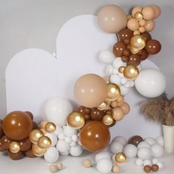 123PCS Brown Balloons Garland Kit White Gold Balloons Nude Balloon for Wild One Birthday Teddy Bear Woodland Baby Shower Safa...