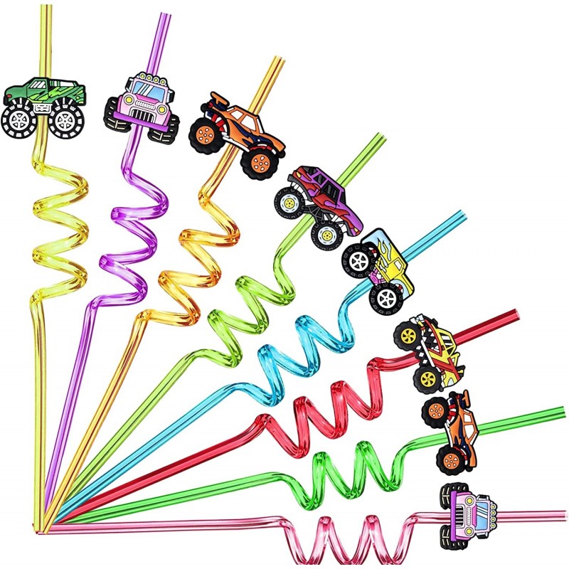 24 Monster Truck Party Car Reusable Styling Straws for Monster Truck Car Birthday Party Supplies with 2 Cleaning Brushes $25....